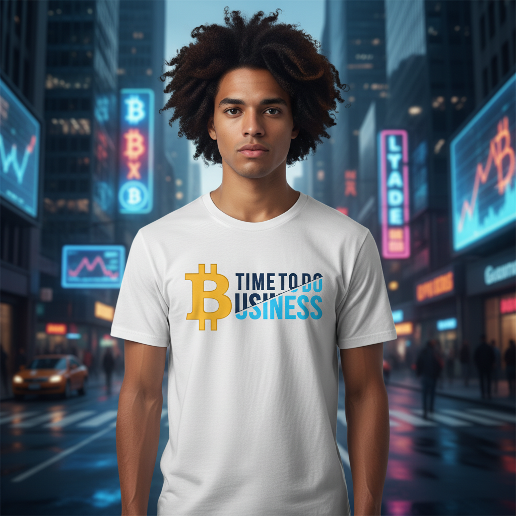 Unisex Bitcoin Logo Graphic T Shirt With Time To Do Business Print For Crypto Enthusiasts