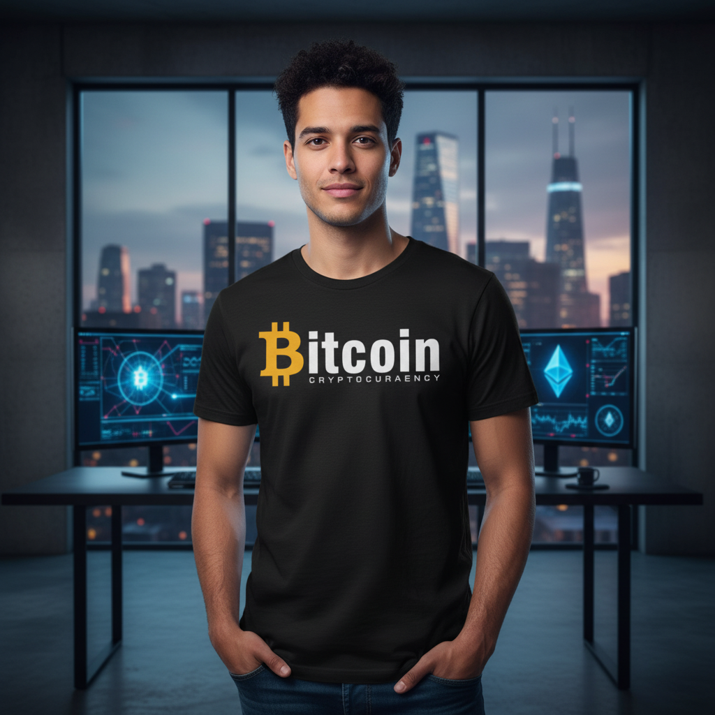 Bitcoin Cryptocurrency Graphic T Shirt For Unisex Adults With Bold Logo On Premium Quality Fabric