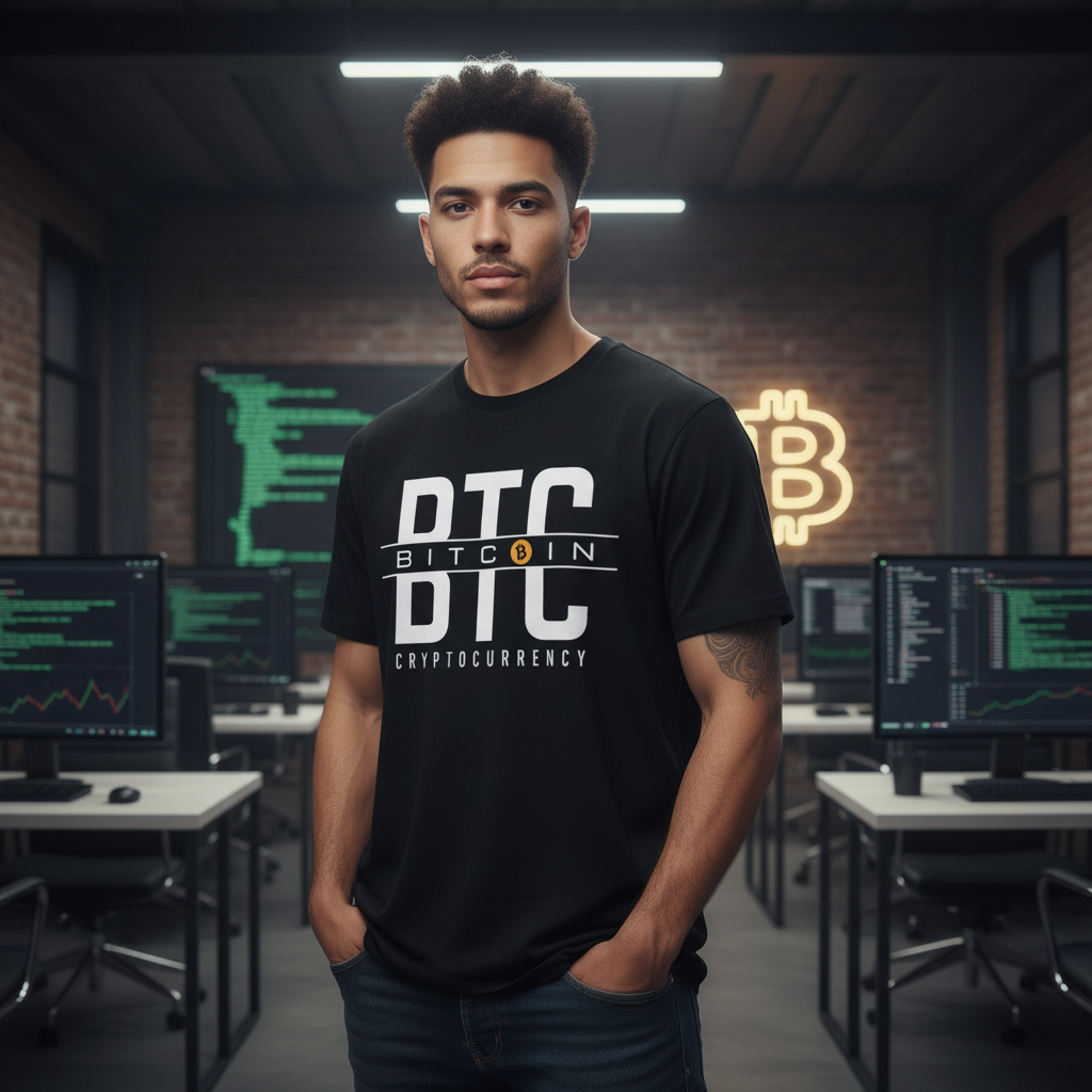 Crypto DTC BTC Cryptocurrency Unisex T Shirt Graphic Design With Bitcoin Icon For Crypto Enthusiasts