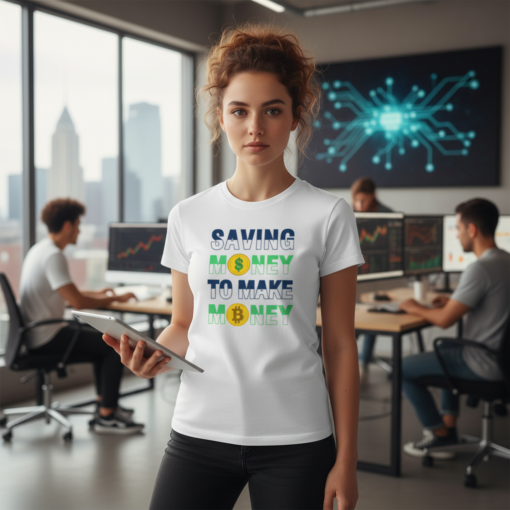 Saving Money To Make Money Graphic Unisex T Shirt Featuring Crypto Money Icons Design