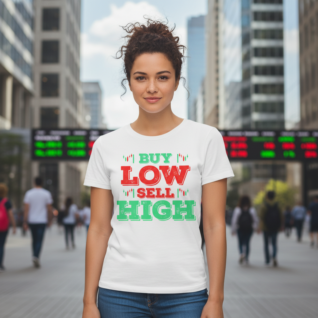 Crypto Trading Unisex T Shirt Graphic I Buy Low Sell High Stock Market Theme Tee