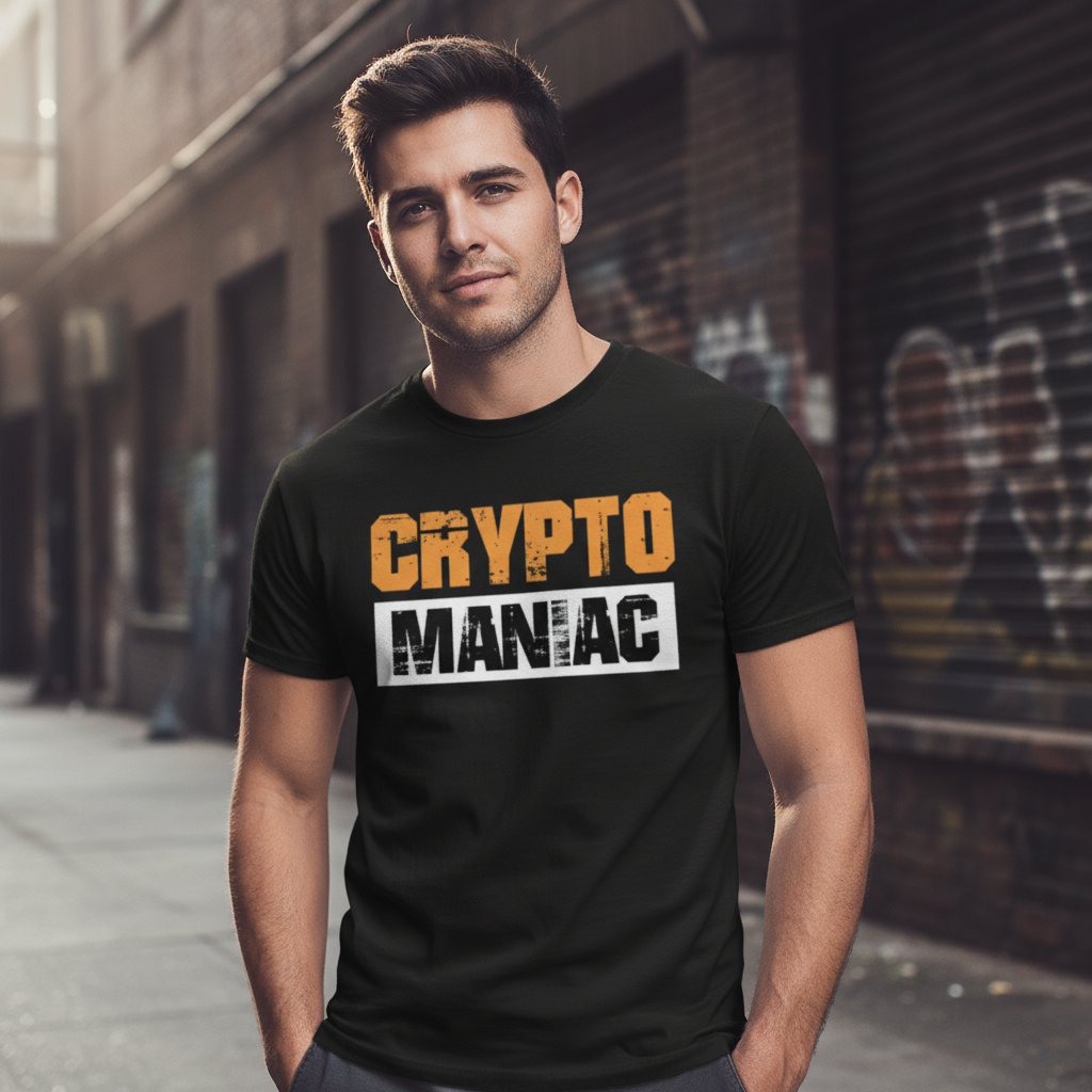 Crypto Maniac Graphic Tee For Men And Women Unisex Short Sleeve Shirt With Bold Typography