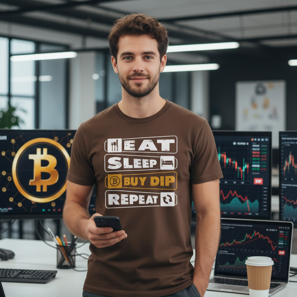 Unisex Crypto Bitcoin T Shirt With Eat Sleep Buy Dip Repeat Graphic Tee Design Artwork