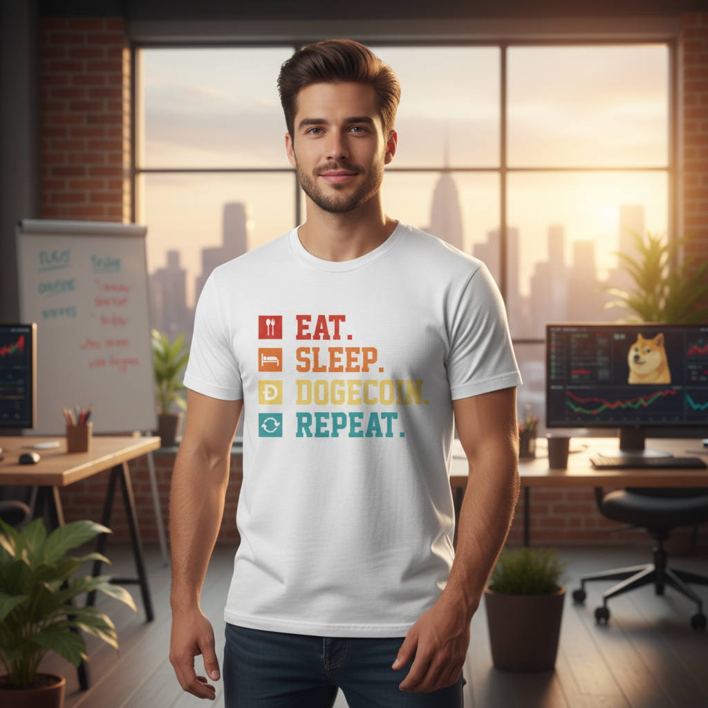 Eat Sleep Dogecoin Repeat Cryptocurrency Theme Unisex T Shirt For Crypto Fans Graphic Design
