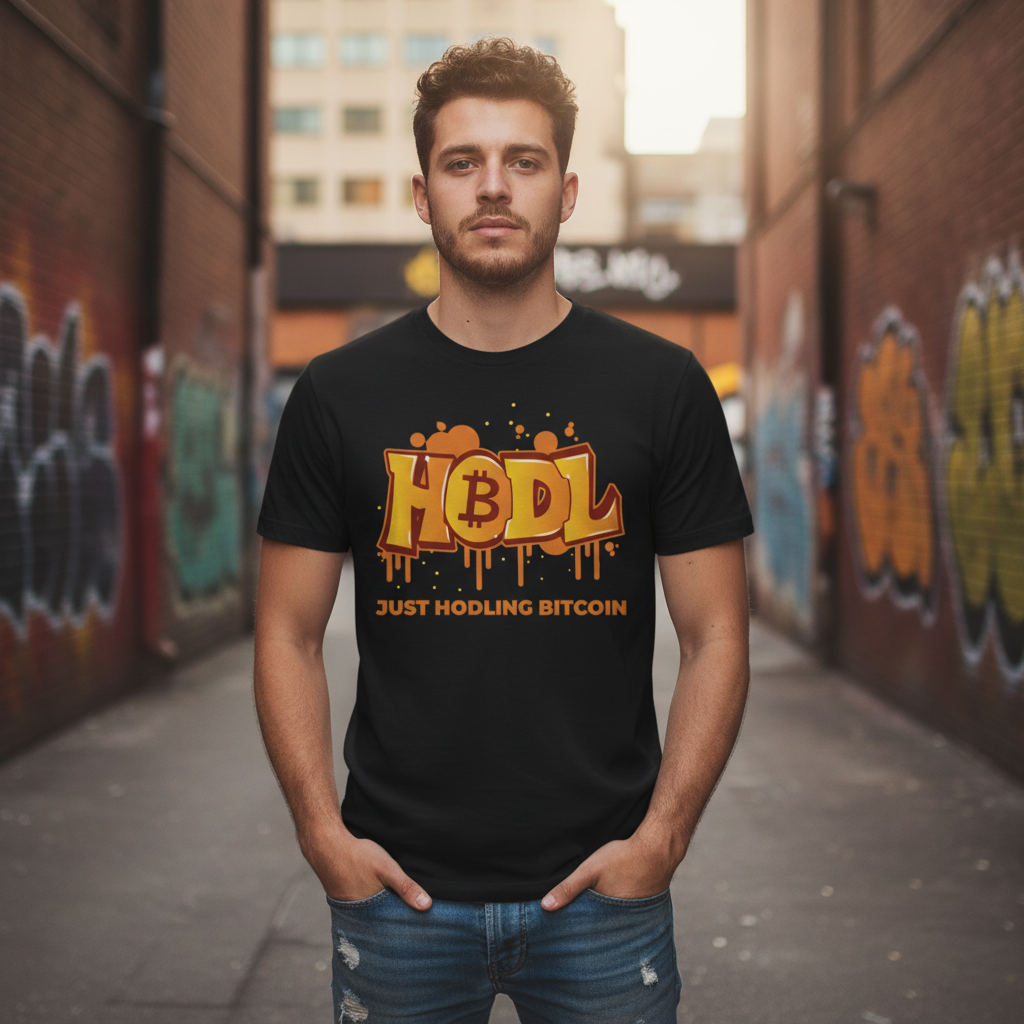 Hodling Bitcoin Graphic T Shirt Unisex Casual Crypto Apparel With Graffiti Style Logo