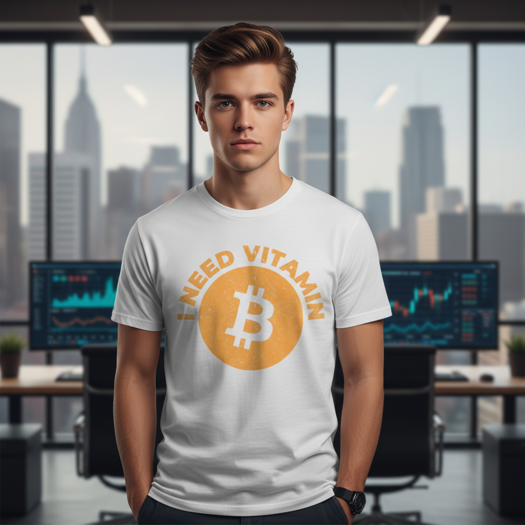 I Need Vitamin Bitcoin Graphic Tee for Crypto Enthusiasts Unisex Short Sleeve Comfortable Everyday Wear