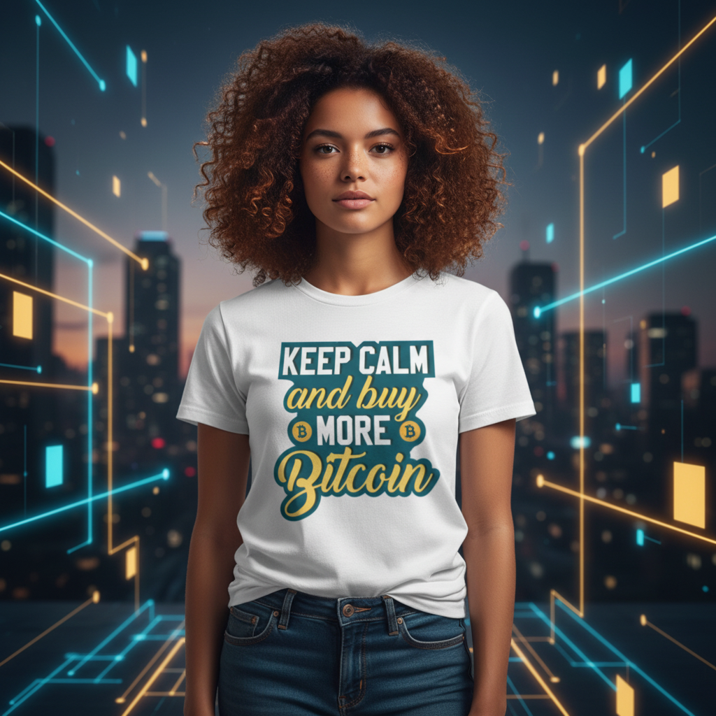 Keep Calm and Buy More Bitcoin Unisex Graphic Tee for Cryptocurrency Enthusiasts Worldwide