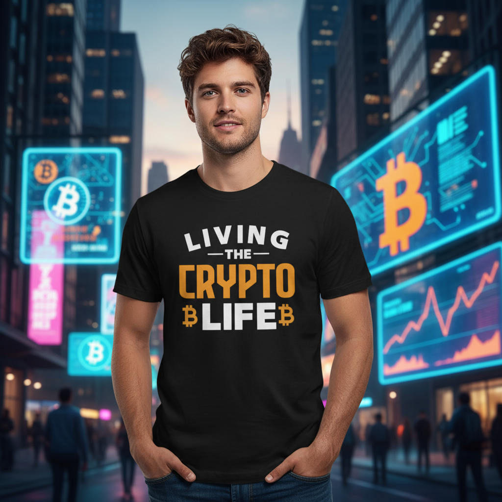 Unisex Crypto Life Graphic Tee Featuring Living The Crypto Life With Bitcoin Symbols