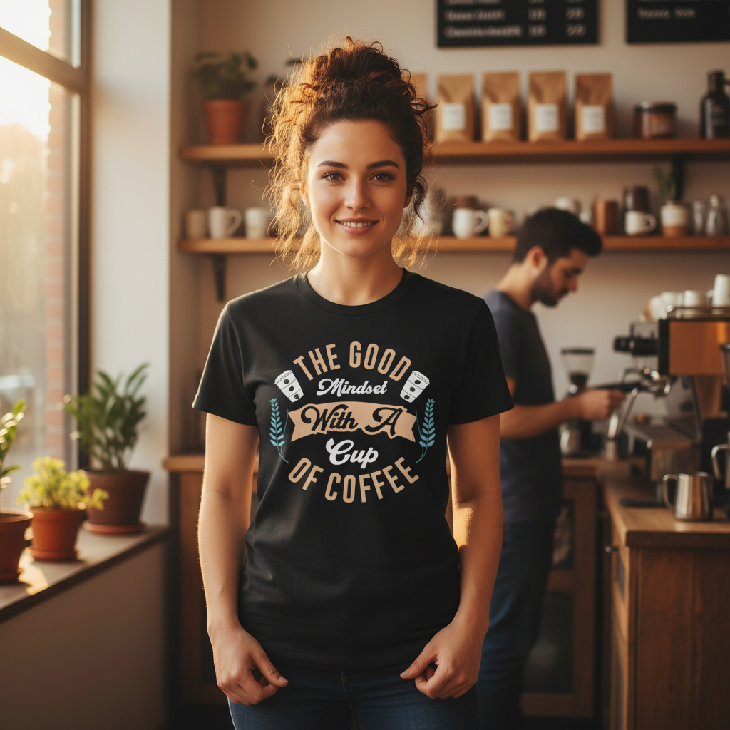 The Good Mindset With A Cup Of Coffee Graphic Tee For Coffee Lovers Unisex Shirt