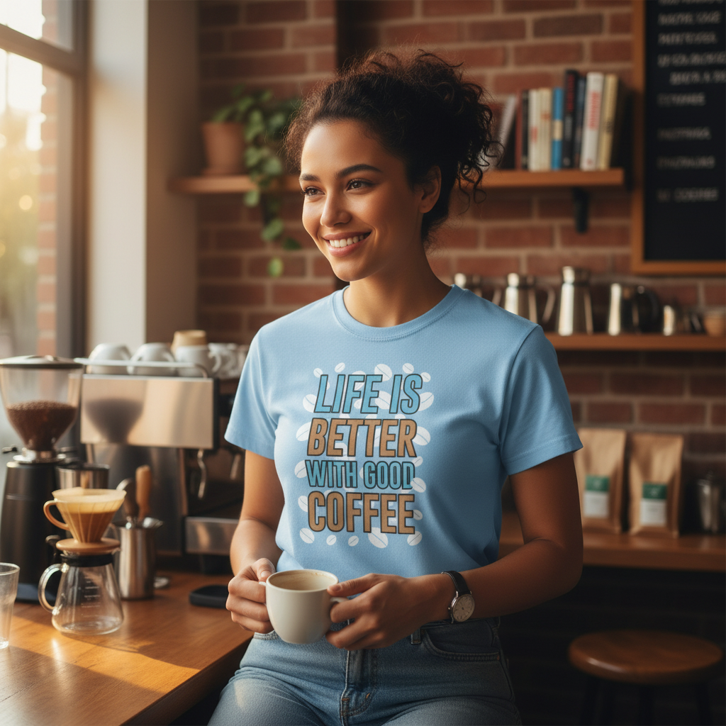 Life Is Better With Good Coffee Unisex Graphic Tee For Coffee Lovers Casual Wear
