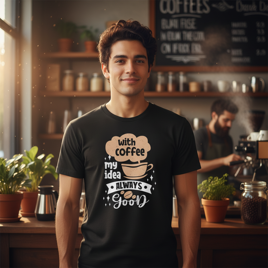 Coffee Lovers Unisex Graphic Tee With Cup Design And The Phrase Always Good For Casual Everyday Wear