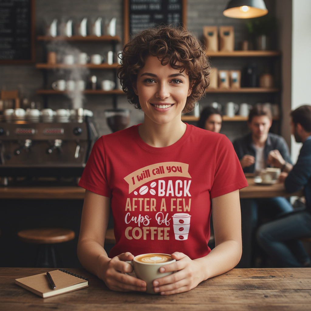 Unisex Graphic Tee With I Will Call You Back After A Few Cups Of Coffee Graphic Design