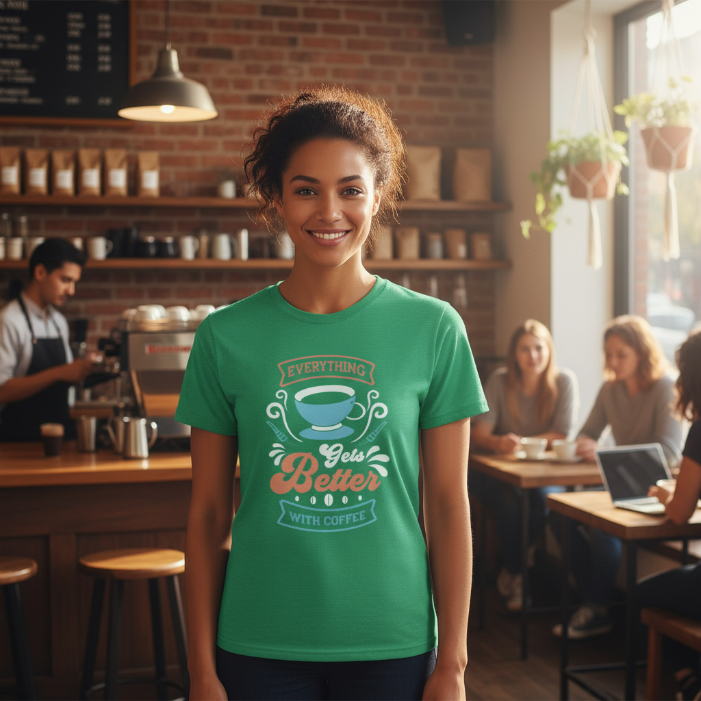 Everything Gets Better With Coffee Unisex Graphic Tee With Coffee Cup Design For Coffee Lovers And Daydreamers