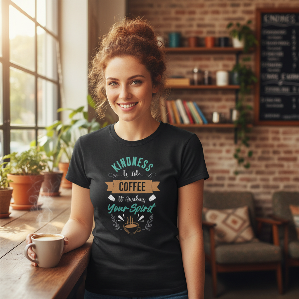 Kindness Is Like Coffee It Awakens Your Spirit Unisex Short Sleeve Graphic T Shirt