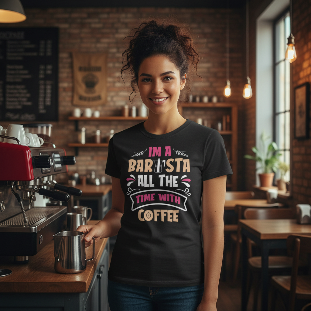 Unisex Barista Coffee T-Shirt With I Am A Barista All The Time With Coffee Graphic