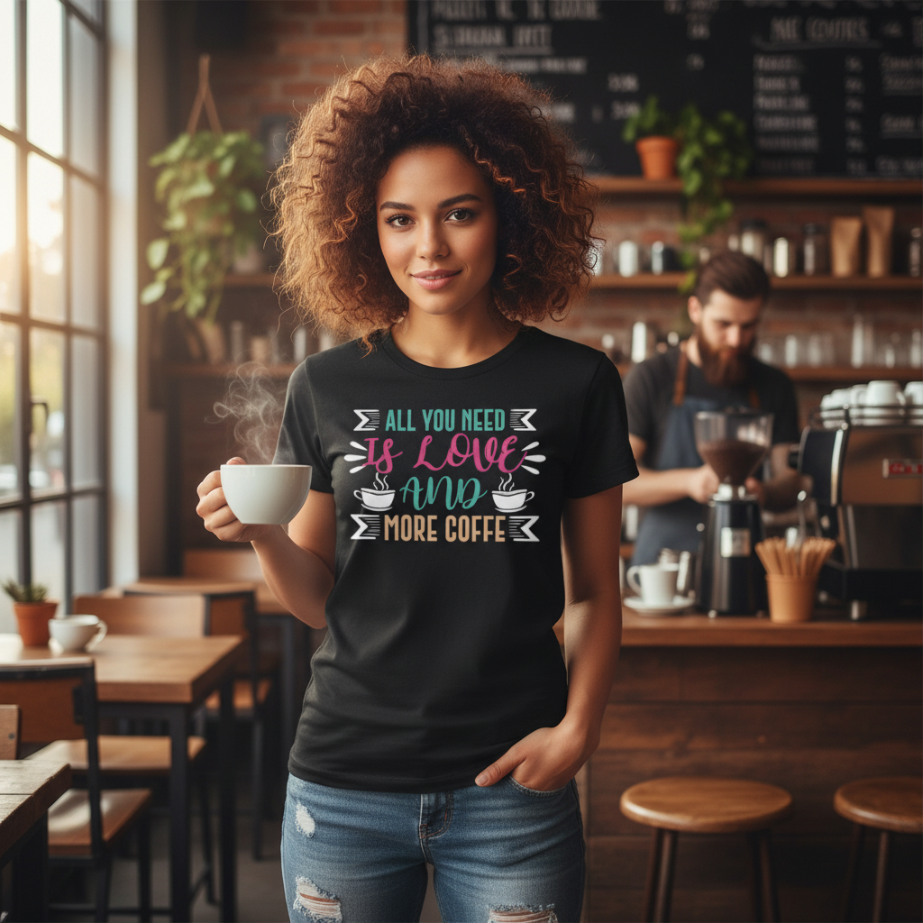 All You Need Is Love And More Coffee Graphic Tee For Everyday Unisex Comfort Wear
