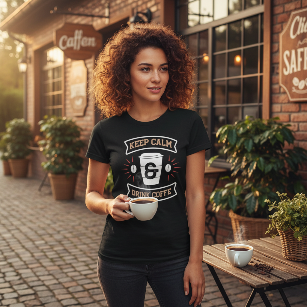 Keep Calm Drink Coffee Graphic Tee Unisex Short Sleeve Shirt For Coffee Lovers Everyday