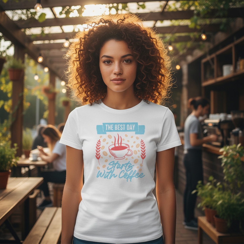 Unisex Coffee Graphic T Shirt With The Best Day Starts With Coffee Design For Morning Lovers