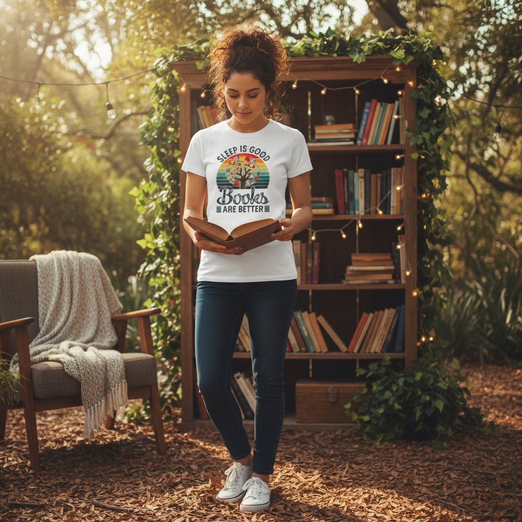 Sleep Is Good Books Are Better Graphic Tee For Book Lovers Unisex Casual Shirt For Readers