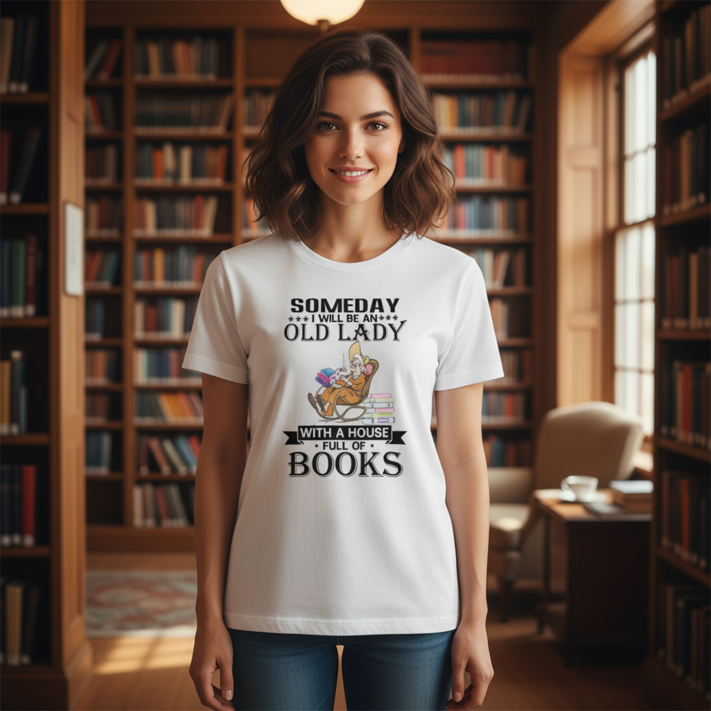 Someday I Will Be An Old Lady With A House Full Of Books Unisex Tee For Book Lovers Everywhere