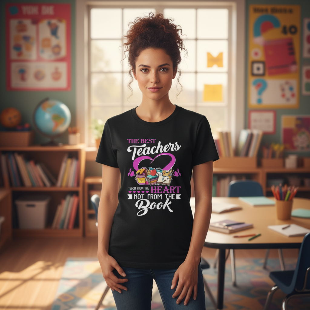 Unisex T Shirt The Best Teachers Teach From The Heart Not From The Book Graphic Tee