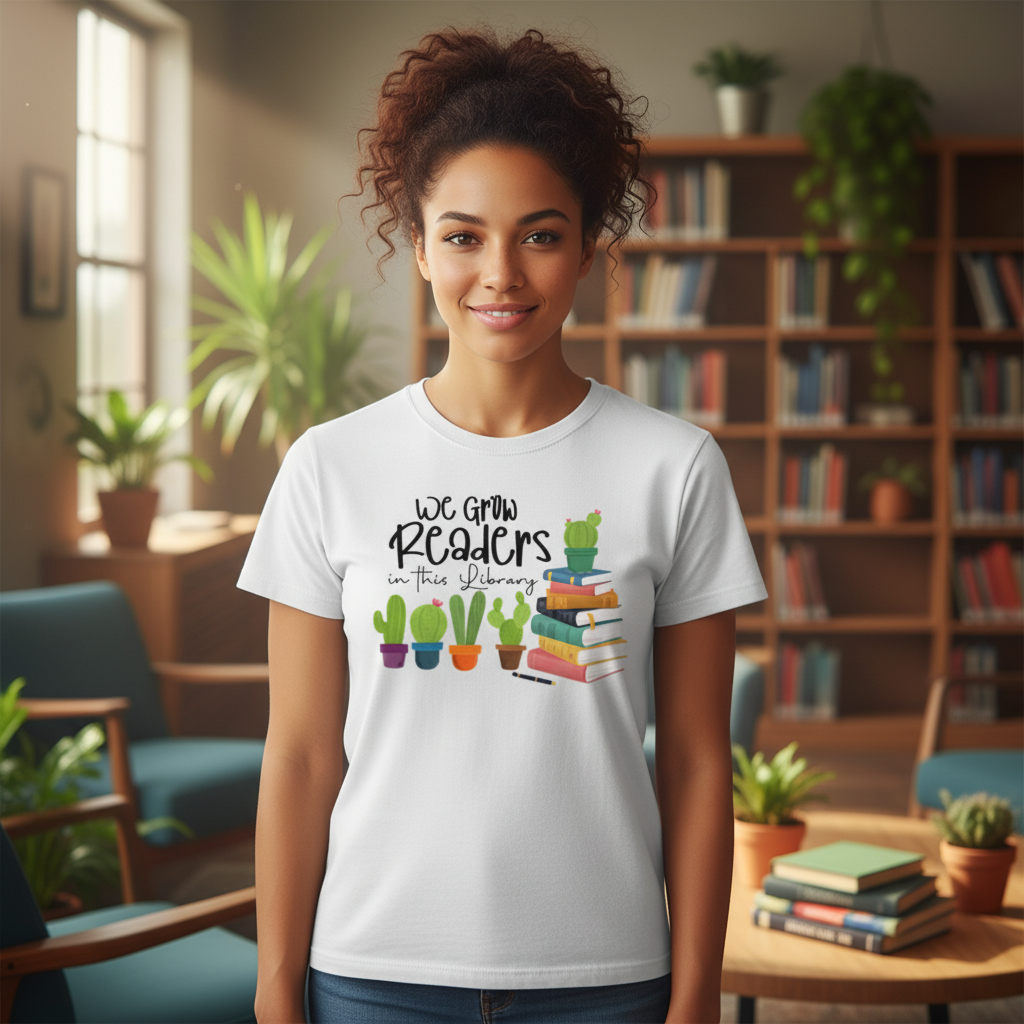 We Grow Readers In This Library Graphic Tee