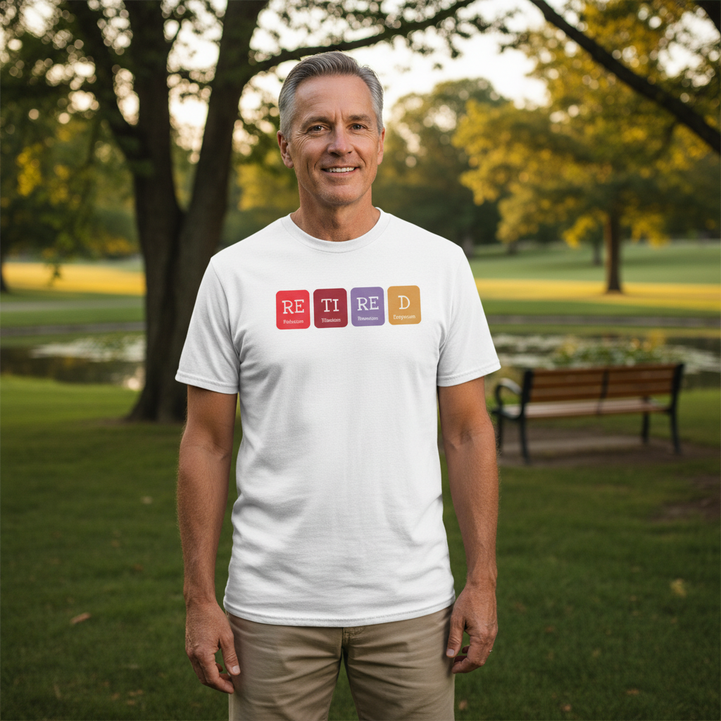 Retired Scientist T Shirt Featuring Periodic Table Style Element Tiles Design For Science Lovers