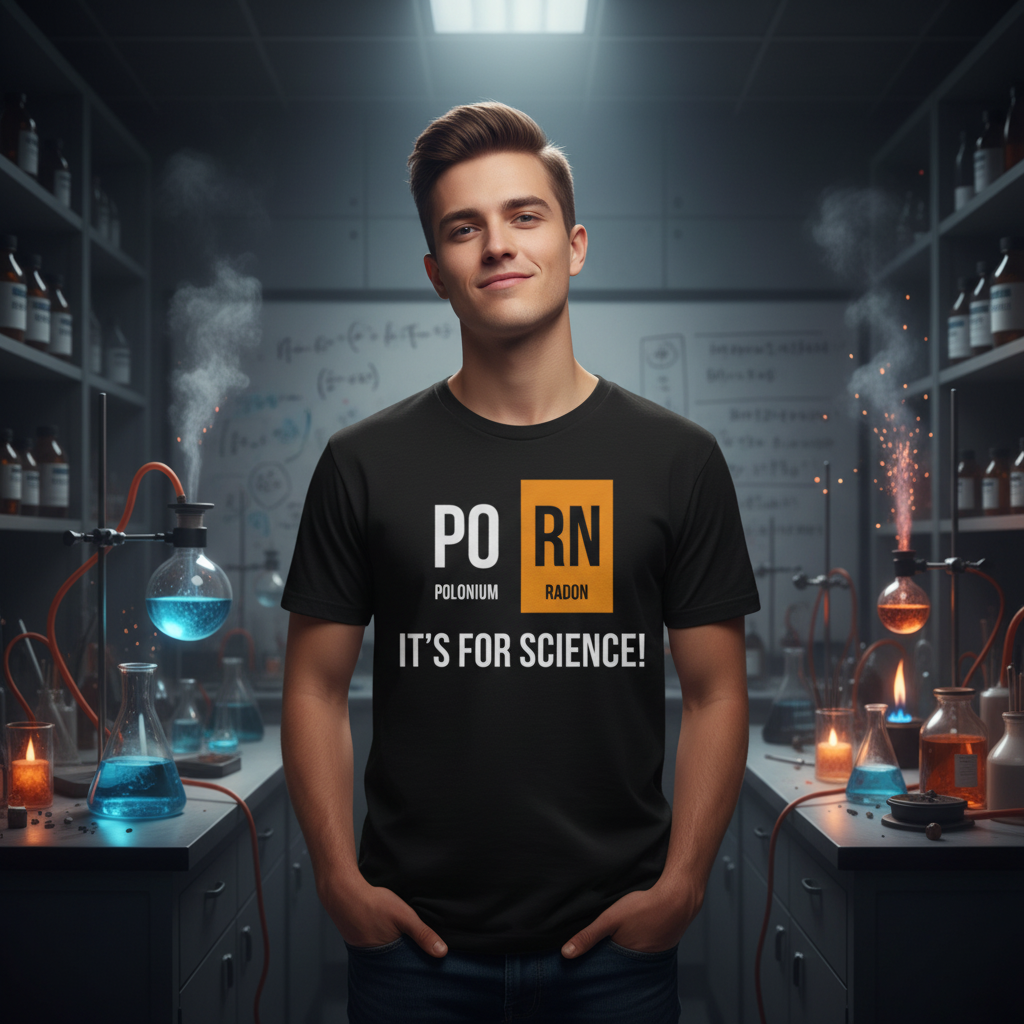 Unisex Science Themed T Shirt With Polonium Radon Element Design