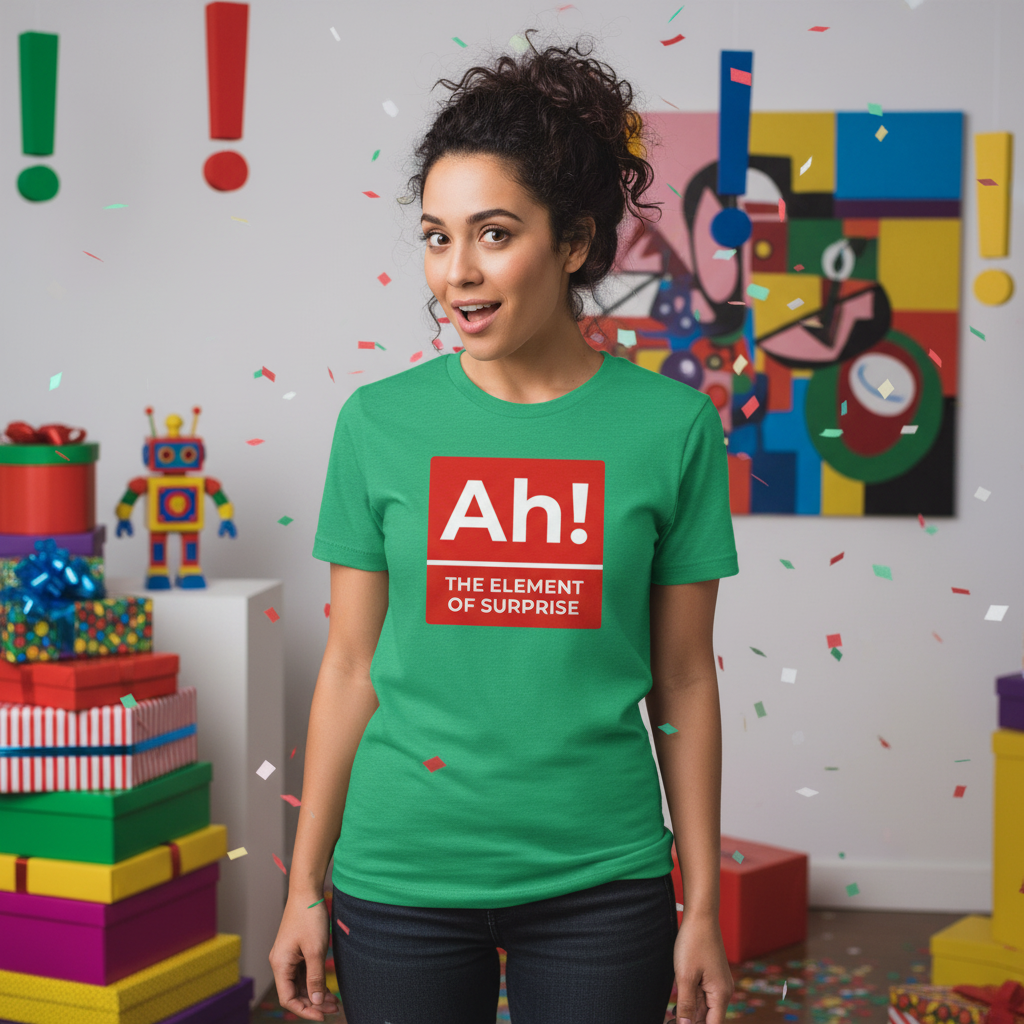 Ah The Element Of Surprise T Shirt With Red Square Parody Logo Artwork For All Science Lovers