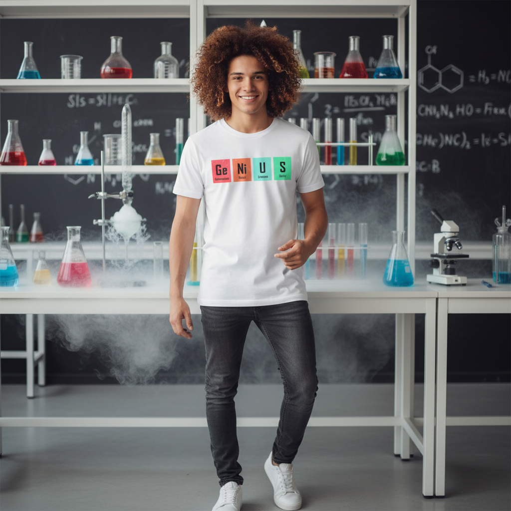 Ge Ni U S Elements Graphic T Shirt Science Themed Unisex Casual Short Sleeve Tee For Education