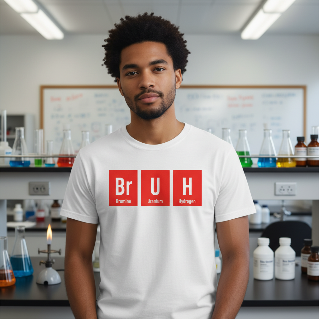 Bruh Elements Chemistry T Shirt Unisex Adults Science Themed Tee With Br U H Blocks