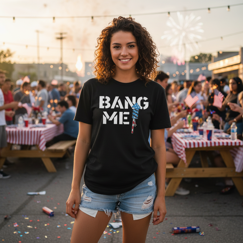 Patriotic Sparkler Graphic Tee With American Flag Elements For Unisex Everyday Wear