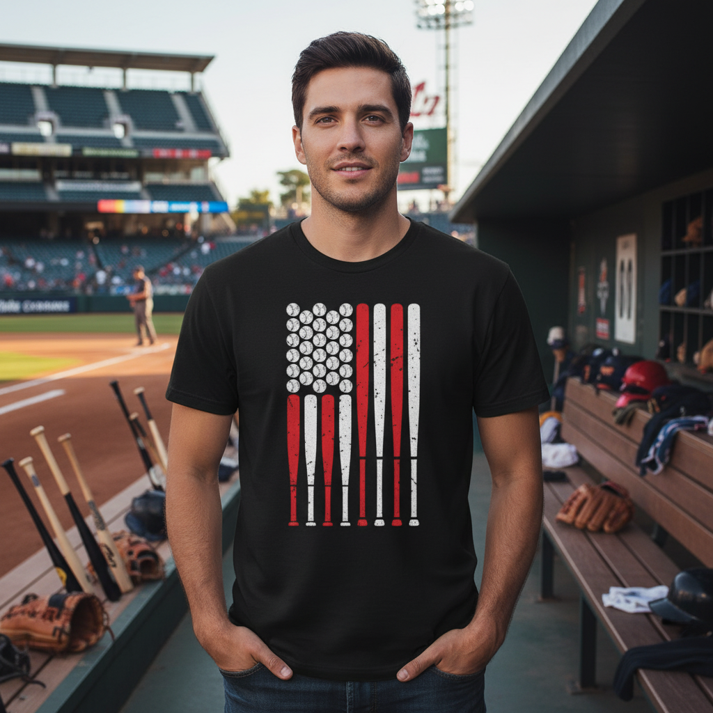 Unisex American Flag Vertical Stripe Graphic T Shirt