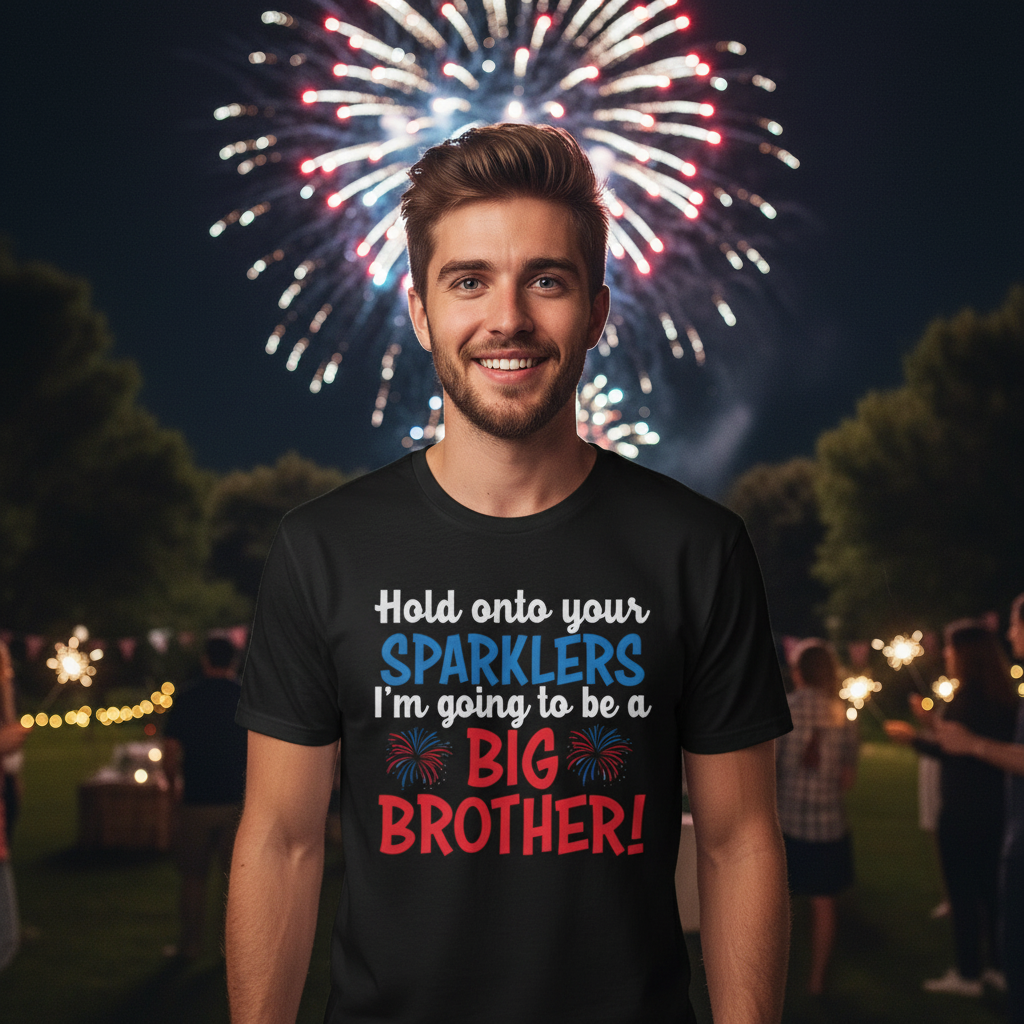 Hold Onto Your Sparklers I'm Going To Be A Big Brother Graphic Tee