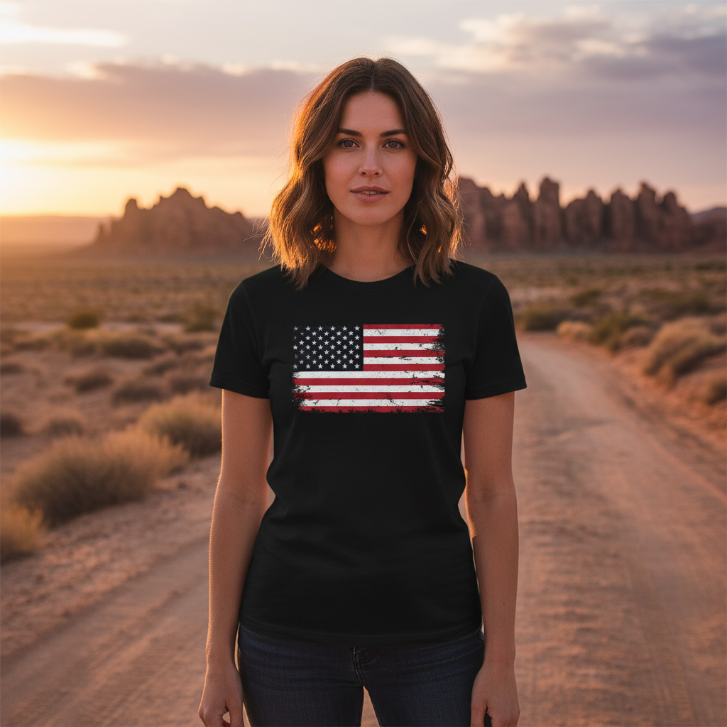 Unisex American Flag Distressed Graphic T Shirt