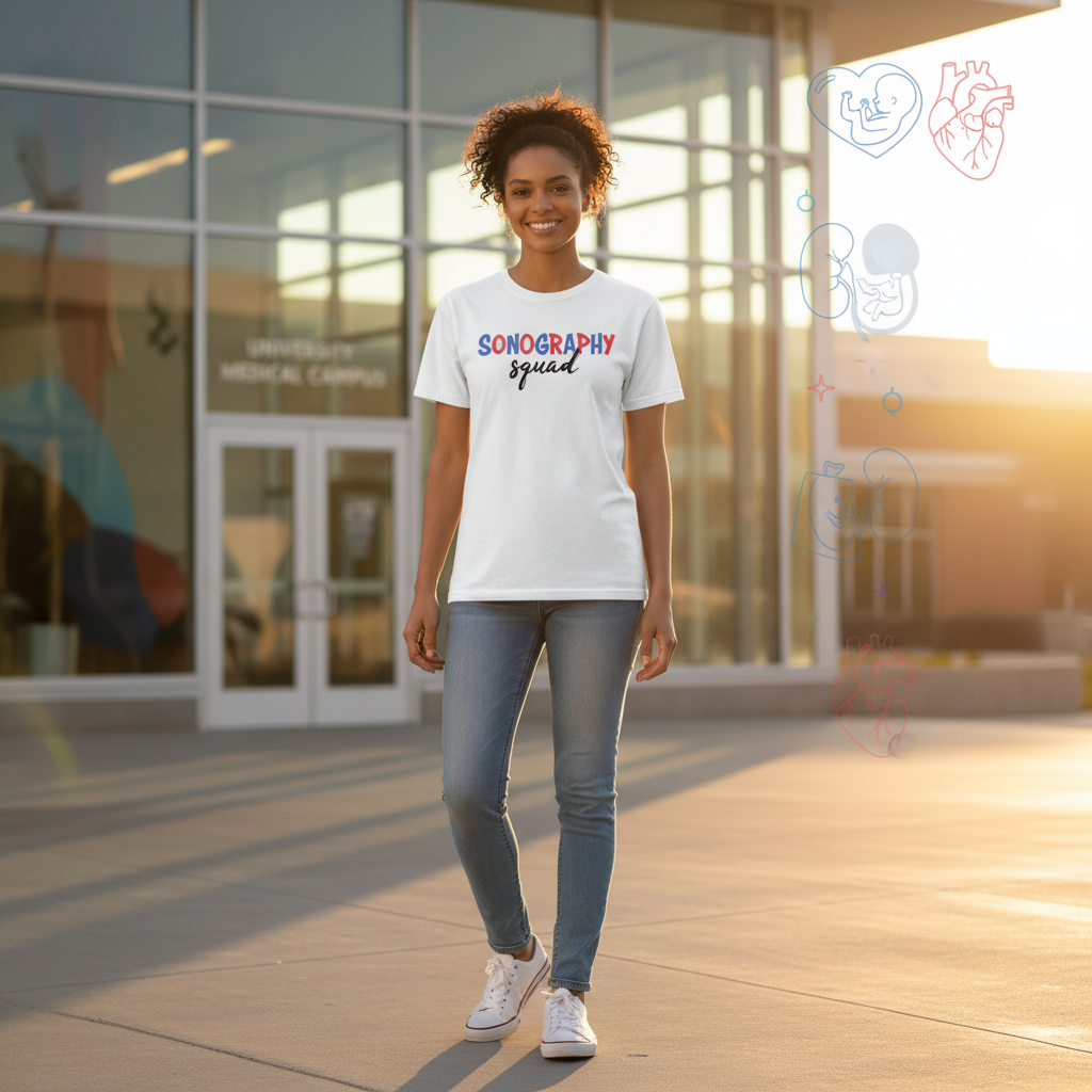 Sonography Squad Graphic Tee For Medical Imaging Professionals Unisex Comfort Fit Shirt