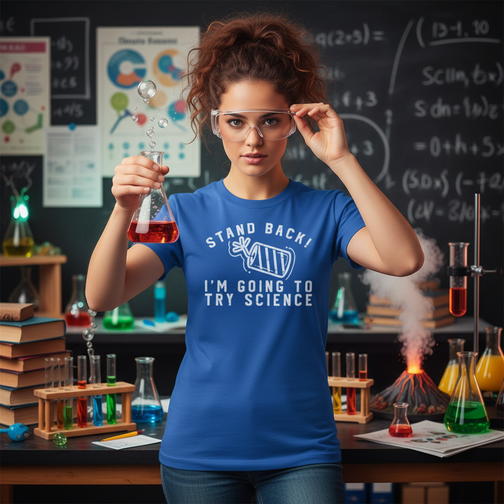 Unisex Stand Back I'm Going To Try Science Graphic Tee Shirt With Laboratory Illustration Design