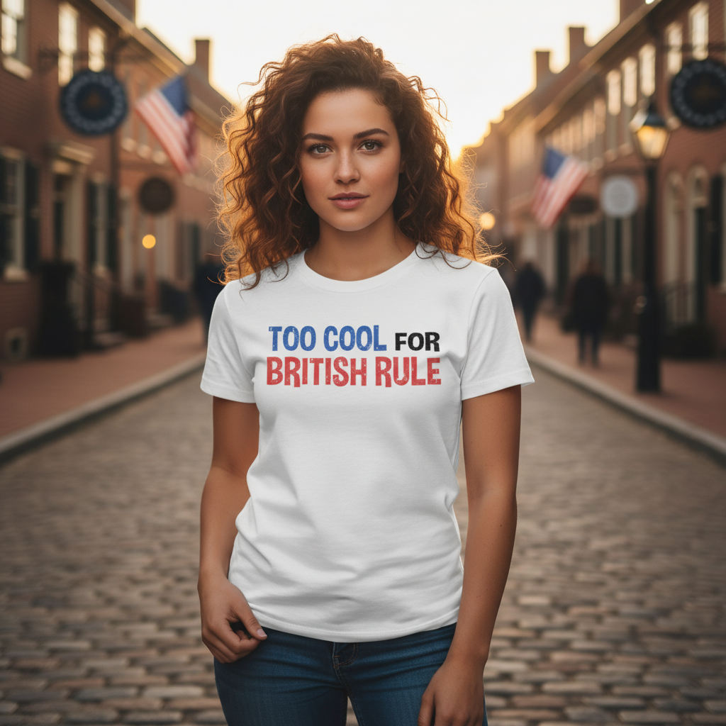 Too Cool For British Rule Graphic Tee Unisex United States Pride Shirt With Vintage Look