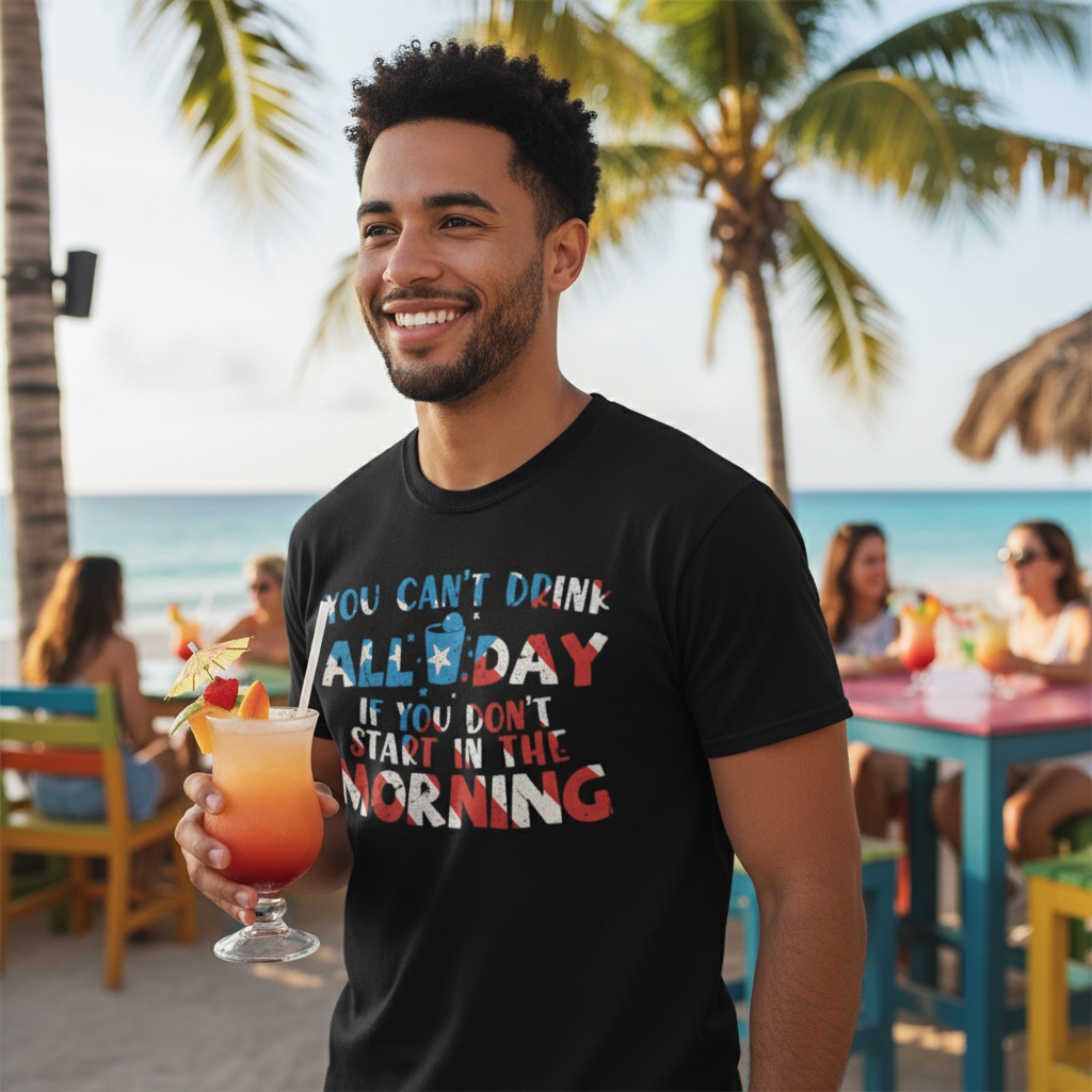 Unisex Graphic T Shirt With You Cant Drink All Day If You Dont Start In The Morning Quote