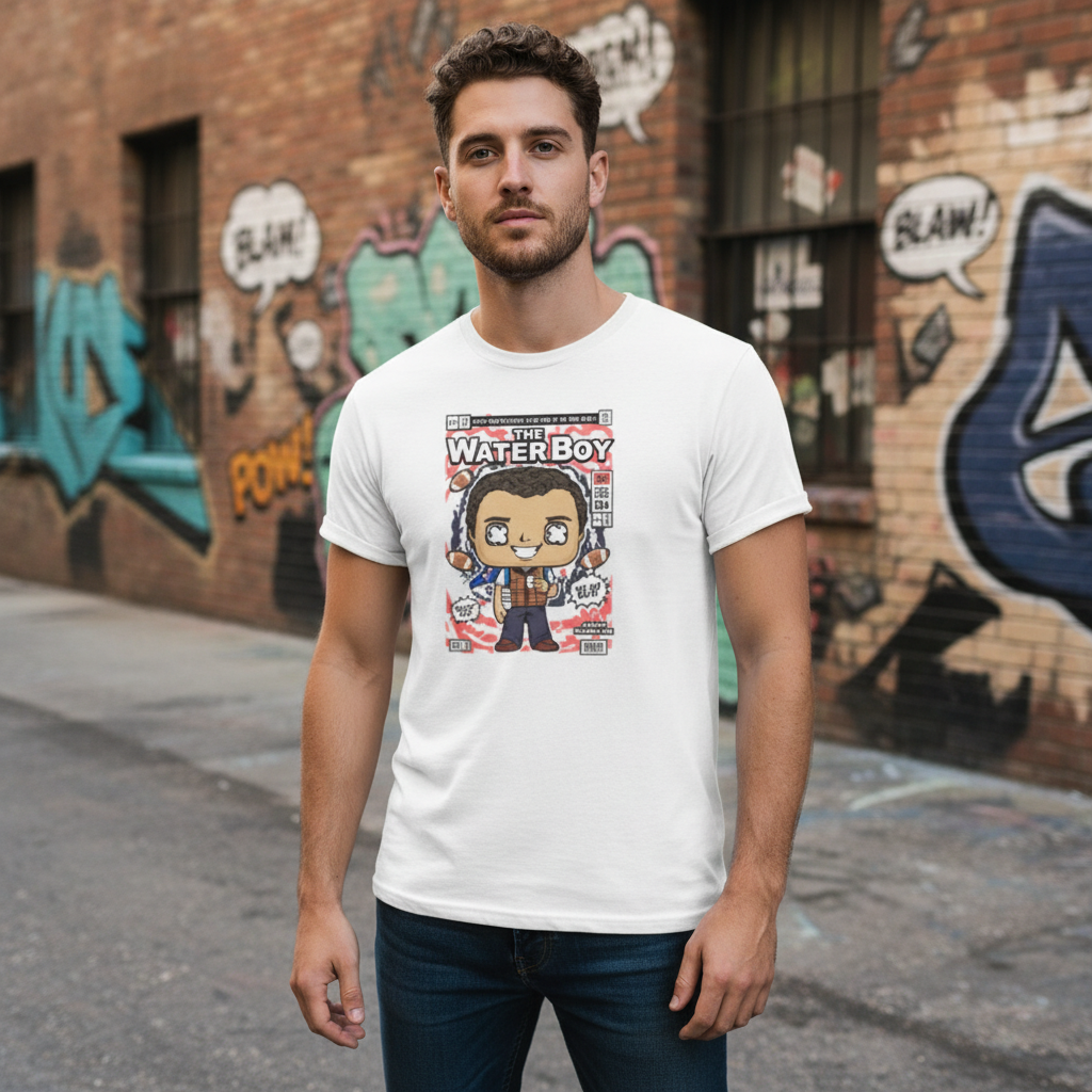 The Waterboy Bobby Boucher Graphic Cartoon Character Unisex Tee Featuring Comic Style Cover Art