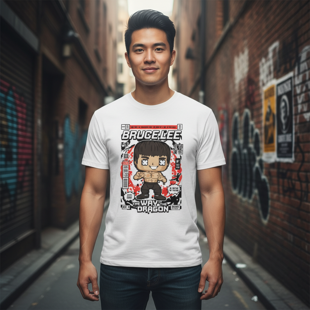 Unisex Graphic T Shirt With Cartoon Martial Artist Design Inspired By Classic Dragon Film