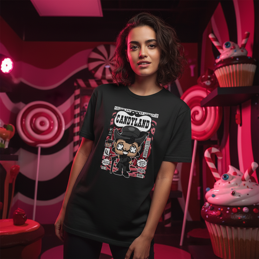 Candy Land Lord Licorice Graphic Tee For Unisex With Comic Book Style Illustration