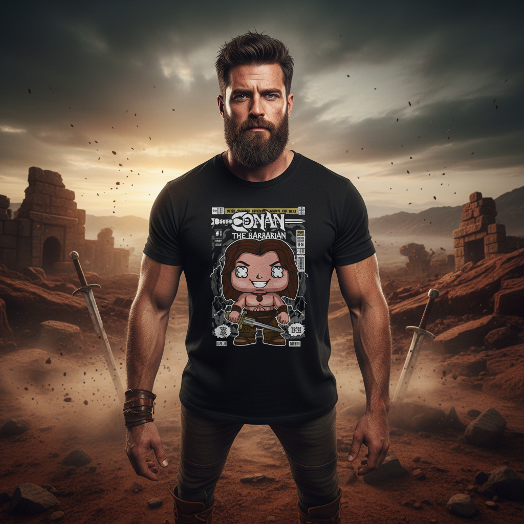 Conan The Barbarian Cartoon Hero Unisex Graphic Tee With Comic Book Artwork Design