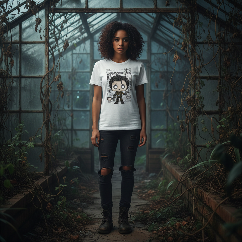 Edward Scissorhands Comic Style Graphic Tee For Fans With Stylized Pop Art Illustration