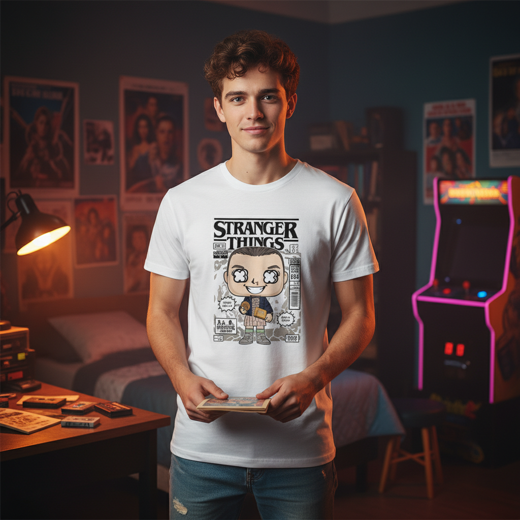 Stranger Things Eleven With Eggos Cartoon Graphic Unisex T Shirt Vintage Style Pop Culture Apparel