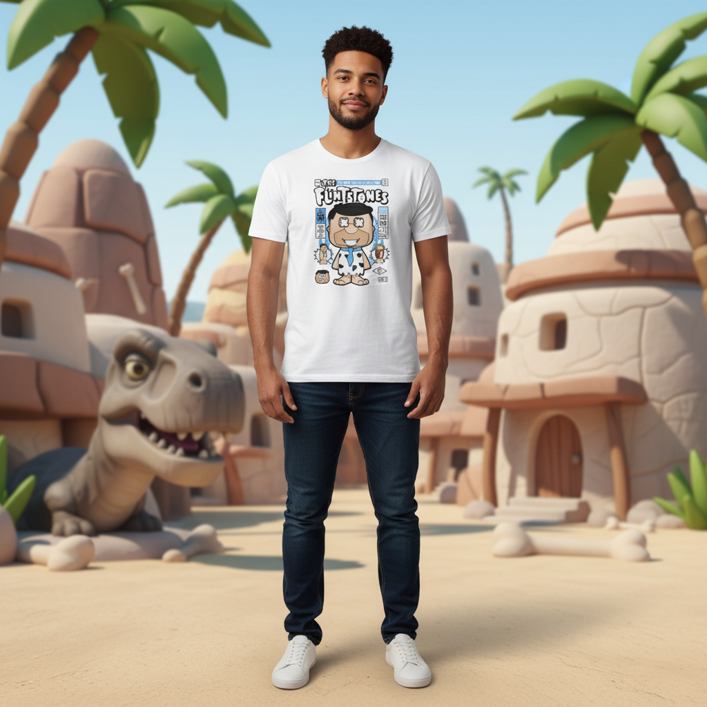 Flintstones Graphic T Shirt With Fred Flintstone Cartoon Art For Unisex Wear Collectible Edition