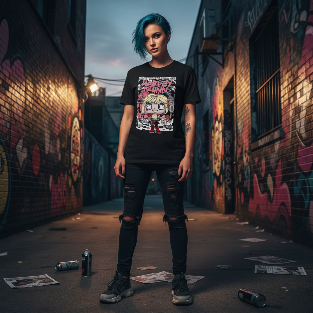 Harley Quinn Cartoon Graphic Tee Unisex Short Sleeve Shirt DC Comics Design For Fans