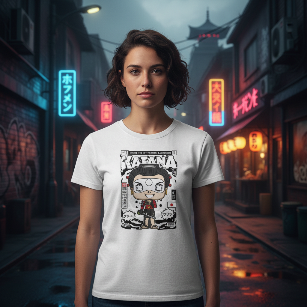 Katana Manga Style Unisex Graphic T Shirt Featuring Hero Cover Artwork With Bold Line Art