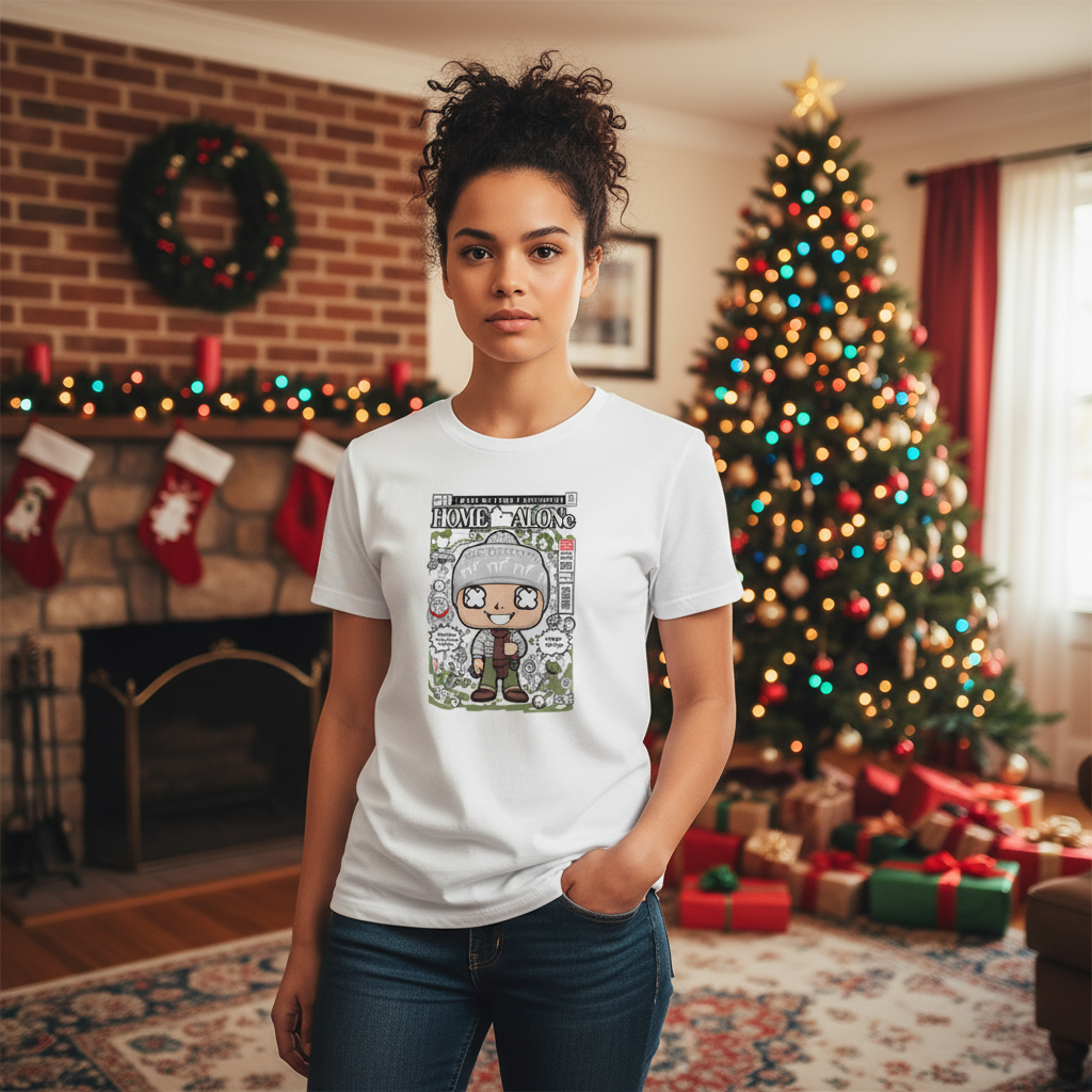 Home Alone Kevin Cartoon Graphic Tee Unisex Casual Shirt With Comic Cover Design