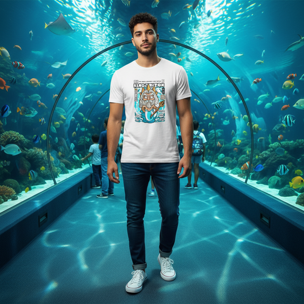 King Triton Comic Book Style Unisex T Shirt Featuring Trident Pose And Mermaid Themed Artwork